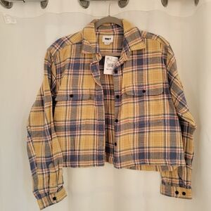 Obey Plaid Button-Up Cropped Shirt
